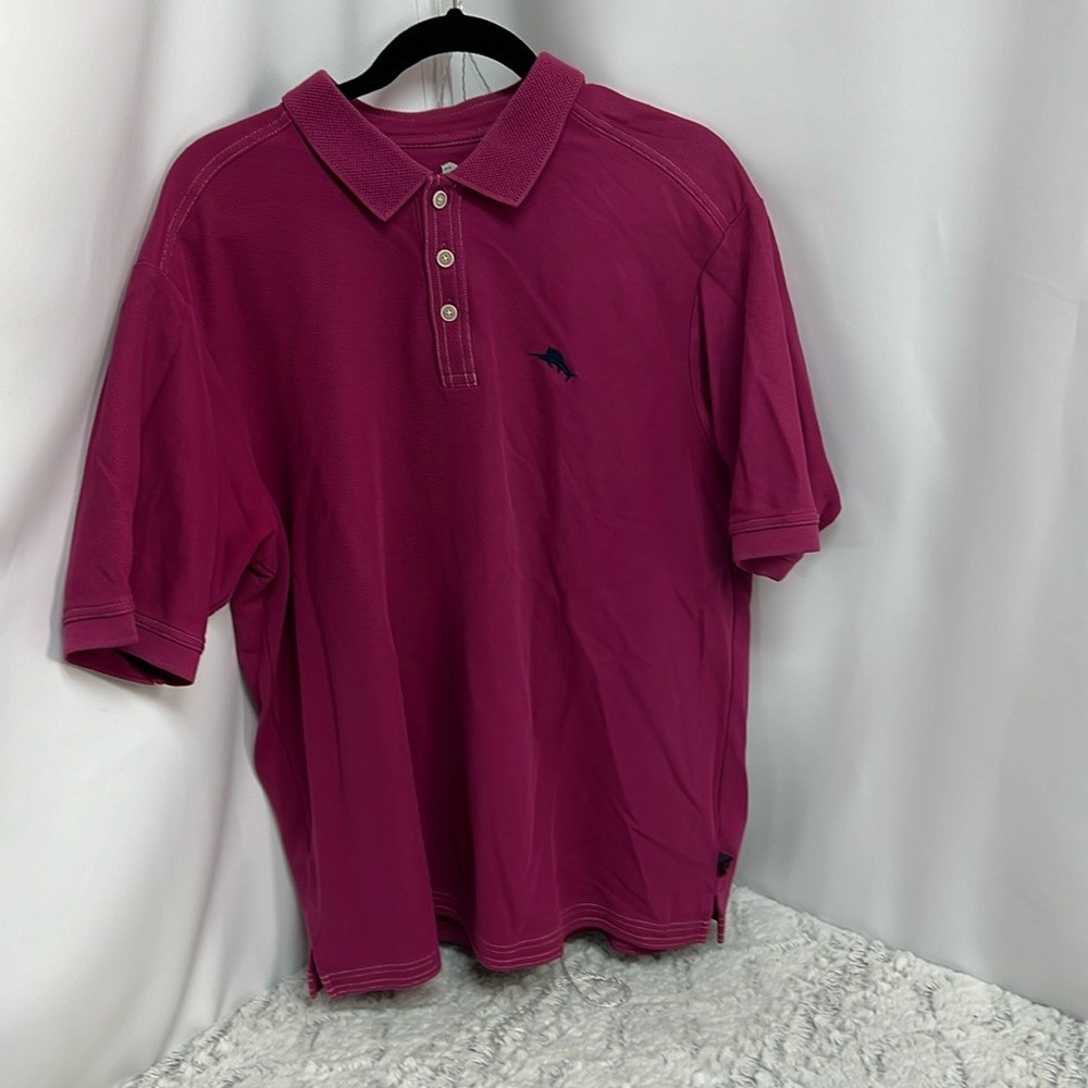 Tommy Bahama Pima cotton short sleeve gold polo purple size large